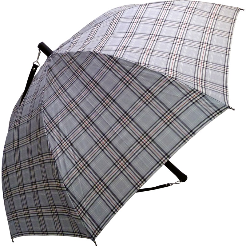 Doppler - Long parapluie Carbonsteel AC karo avec bandoulière - tartan gris