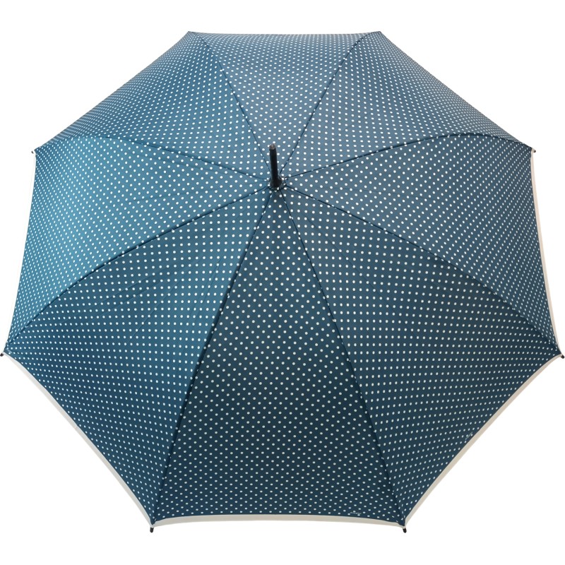 Doppler - Long parapluie canne Fiber Flex Graphics - bleu canard à pois blancs