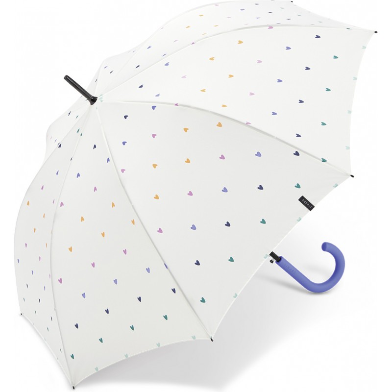 Esprit - Long parapluie canne Sweetheart - blanc et coeurs multicolores