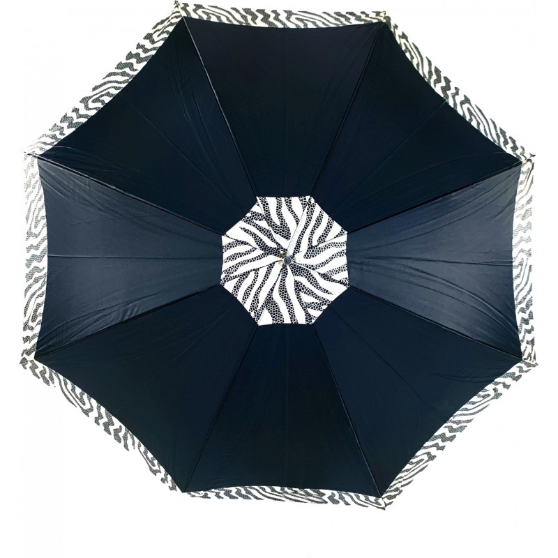 Long parapluie carbonsteel Eclipse noir/blanc poignée courbe