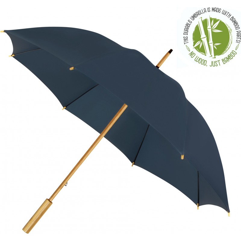 Parfi - Long parapluie droit "Tornade" poignée en bambou - marine