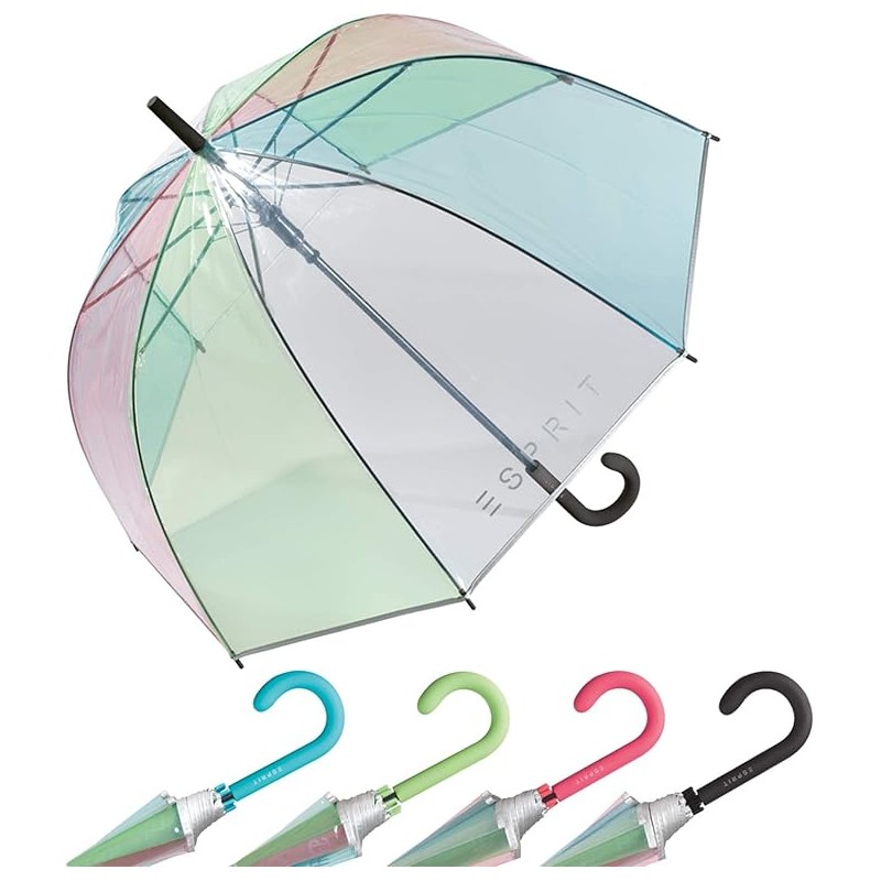 Esprit - Long parapluie canne AC Domeshape Copper Stripes transparent - multicolore