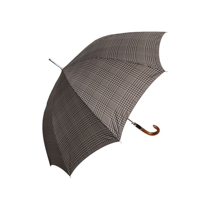 Pierre Cardin - Long parapluie canne bois - tartan gris