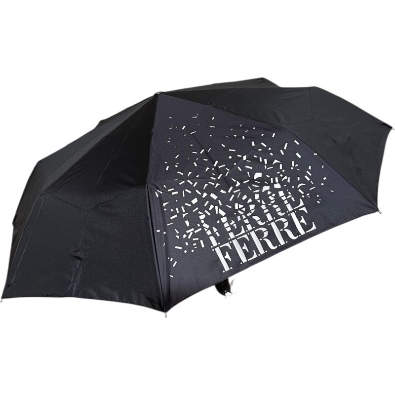 Gianfranco Ferré - Moyen parapluie noir, satiné délicates découpes