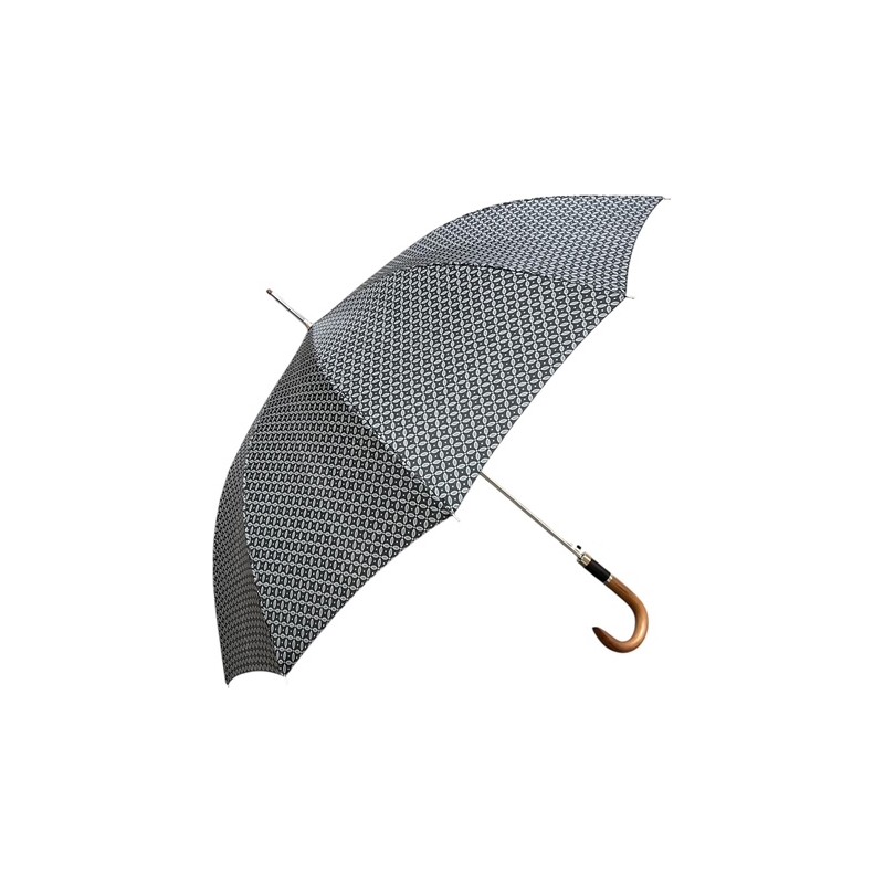 Pierre Cardin - Long parapluie noir à motif, canne bois