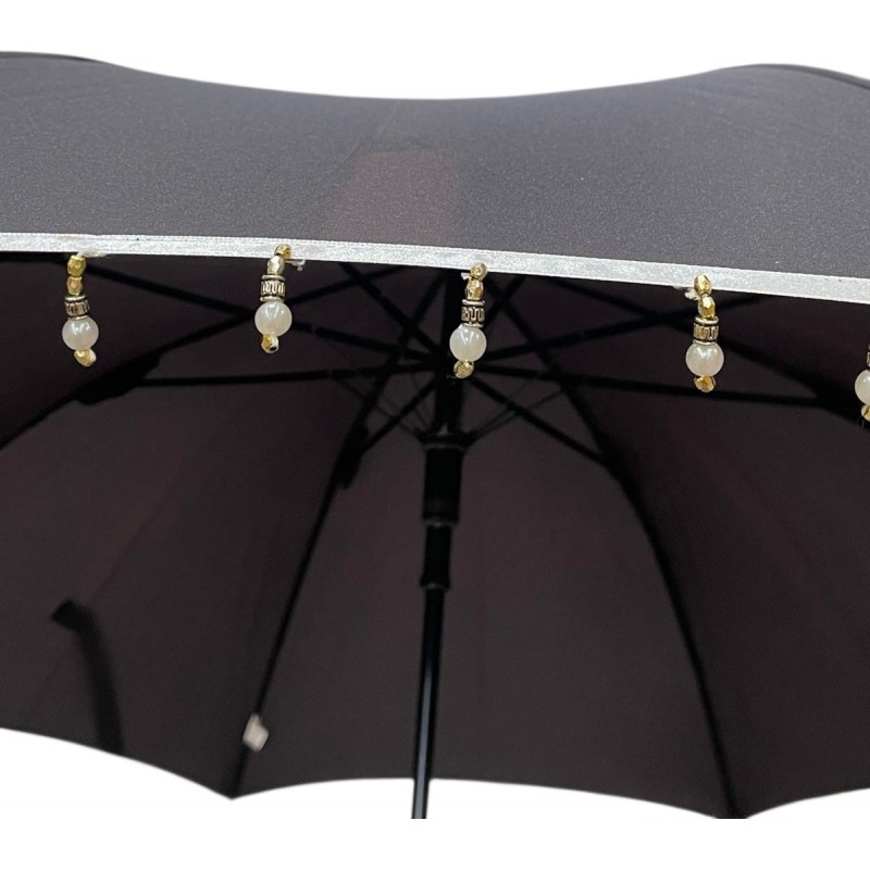 Long parapluie Pierre Cardin oriental bicolore bord avec perles
