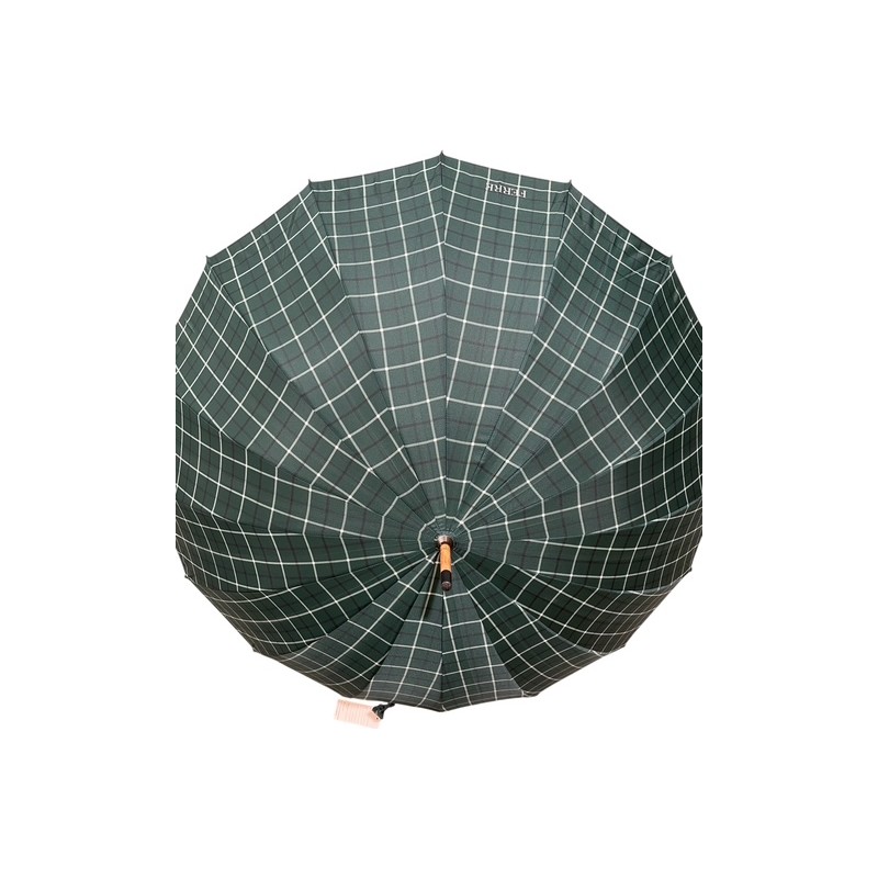 Gianfranco Ferré - Long parapluie "So British", 16 baleines, canne en bois - tartan vert