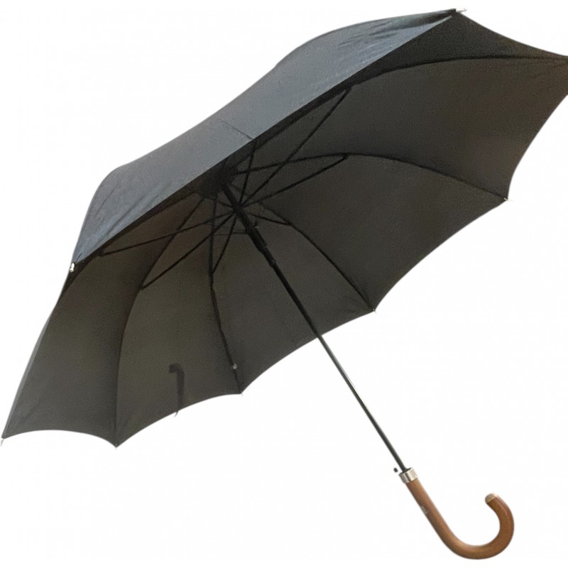 Gianfranco Ferré - Long parapluie canne en bois grand diamètre - uni noir