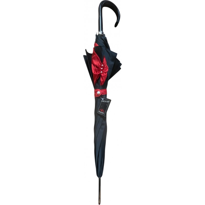 Doppler - Long parapluie Mesh - noir & rouge uni perles