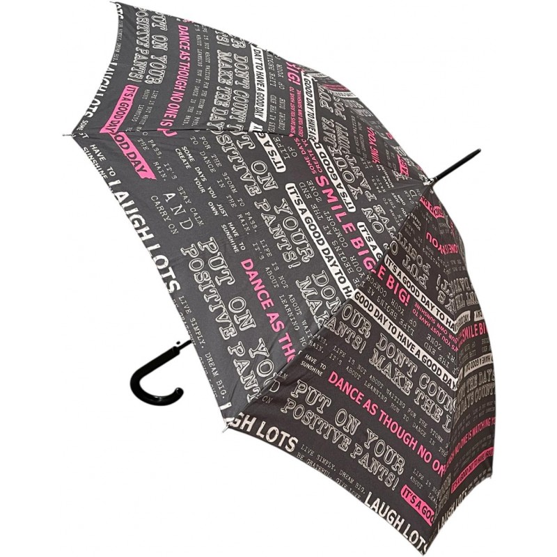 Happy Rain - Long parapluie motifs dynamiques sur fond marron